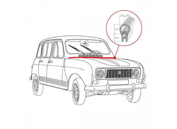 Uszczelka między nadwoziem a pokrywą silnika do Renault - 4L