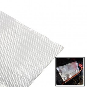 Barrière thermique en tissu de verre aluminisé 1000°C autocollant, 1M²  - THERMO RACING