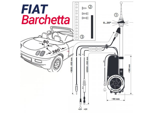FIAT Barchetta Cabriolet automatique antenne HIRSCHMANN automatique Neuf!