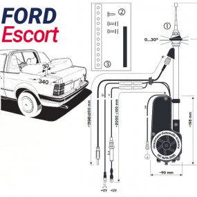 Elektromotorantenne Ford Escort 1 Barchetta - HIRSCHMANN HIT 2050