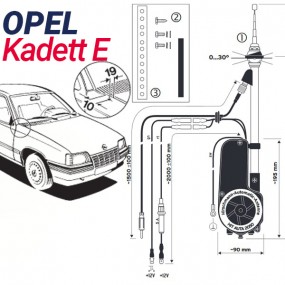 Opel Kadett E - Antena motorizada elétrica HIRSCHMANN HIT 2050