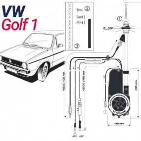 Elektrisch motorisierte Antenne VW Golf 1 - HIRSCHMANN HIT 2050
