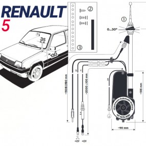 Antenne motorisée électrique Renault 5 - HIRSCHMANN HIT 2050