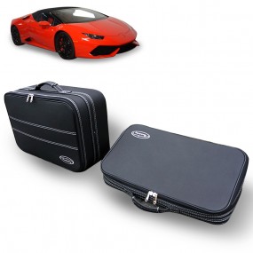Maßgeschneiderte Kofferset (Gepäck)set mit 2 Koffern für Lamborghini Huracán-Kofferraum – in Leder