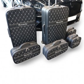 Bagagli (valigie) su misura per Bentley Continental GTC 2018 + in pelle su misura - Set di 6 valigie su misura per il bagagliaio