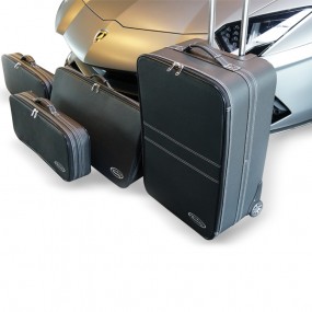 Bagage op maat Lamborghini Aventador Coupé - Set van 4 koffers voor kofferbak en passagiersruimte in volnerf leer
