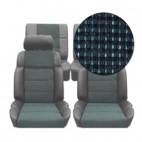 Garnitures siège avant et arrière en cuir noir et tissu quartet vert sorento 205 GTI