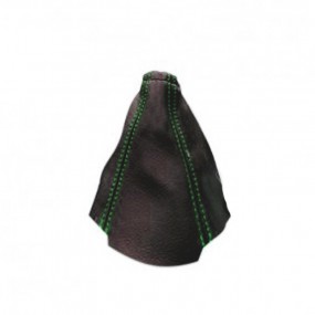 Black leather gearshift gaiter with green stitching for "Peugeot 205 CTI"