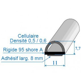 Junta (sello) de doble dureza con lado adhesivo - 11 x 7,7 mm