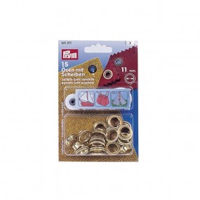 15 eyelets Ø 11 mm with washers and setting tool