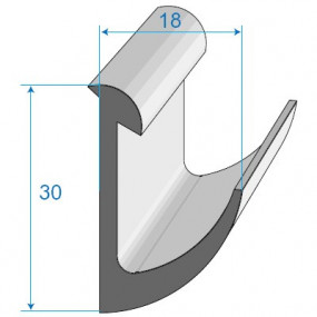 Guarnizione adattabile del montante del parabrezza per Peugeot 504 Cabriolet - 18 x 30 mm