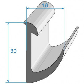 Windschutzscheibenpfostendichtung passend für Peugeot 504 Cabriolet- 18 x 30 mm