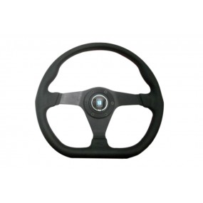 Gara Sport steering wheel in black perforated leather - red stitching and black ring - Ø 35 cm