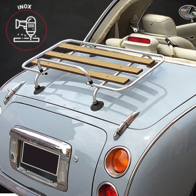 Bagażnik veronique stal nierdzewna 3 pręty drewno Nissan Figaro - zestaw do wiercenia + przyssawki