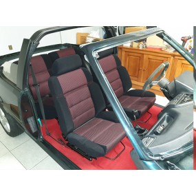 Front seat and rear bench seat trim in black ribbed fabric and 205 CTI quartet fabric