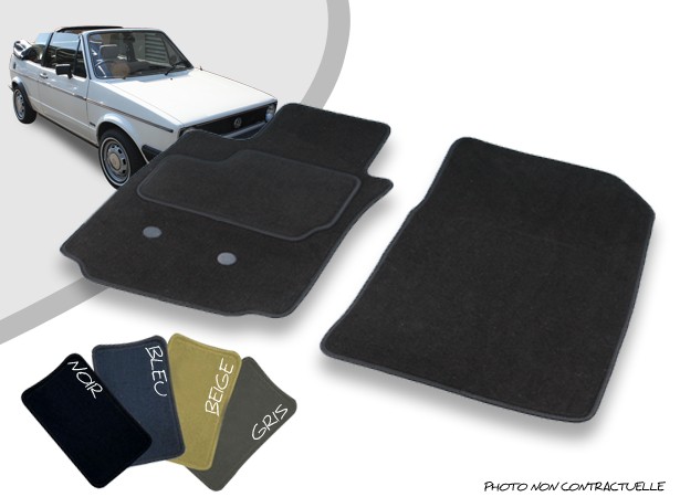 Tapetes dianteiros de carro personalizados Volkswagen Golf 1 conversível tapete perfurado com agulha overlock