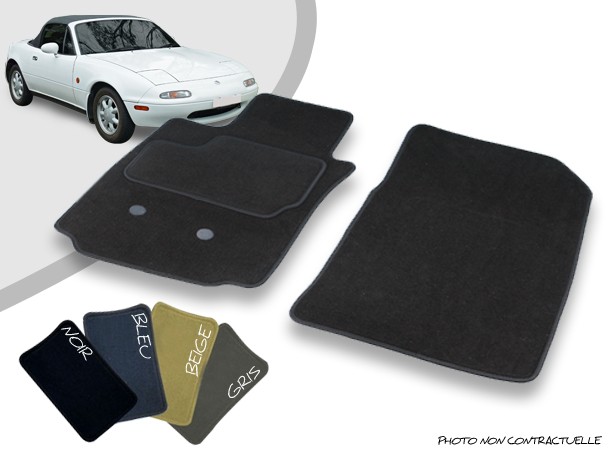 Tappetini per auto anteriori su misura per moquette tranciata ad ago con overlock decappottabile Mazda MX5 NA