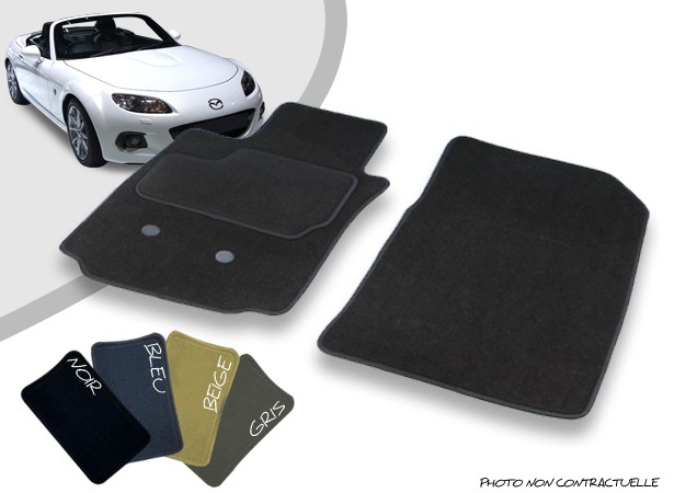 Tapis auto avant sur-mesure pour Mazda MX5 NC cabriolet moquette aiguilletée surjetée