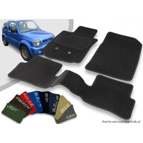 Custom front and rear car mats, Suzuki Jimny Serie 1 convertible edged velvet