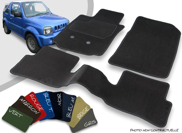 Tapis auto avant et arrière sur-mesure Suzuki Jimny Serie 1 cabriolet velours bordé