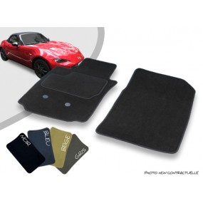 Custom-made front car mats for Mazda MX5 ND convertible overlocked needle punched carpet