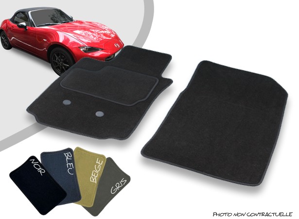 Tapis auto avant sur-mesure pour Mazda MX5 ND cabriolet moquette aiguilletée surjetée