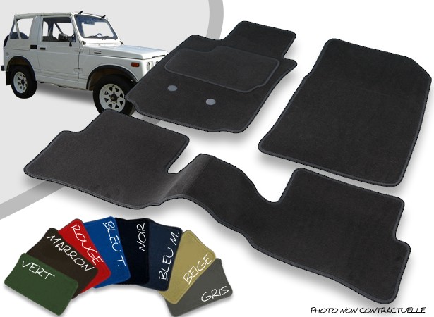 Tappetini auto su misura anteriori e posteriori, Suzuki Samurai SJ 410/413 cabriolet bordato velluto