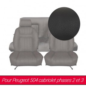 Garnitures de sièges avant et arrière en Cuir noir pour Peugeot 504 cabriolet