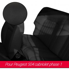 Garnitures de sièges avant et arrière en Cuir noir pour Peugeot 504 cabriolet phase 1