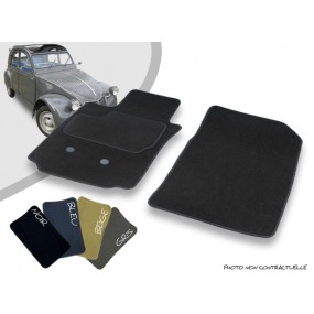 Tapis auto avant sur-mesure Citroen 2CV de juillet 1978 à 1990 moquette aiguilletée surjetée