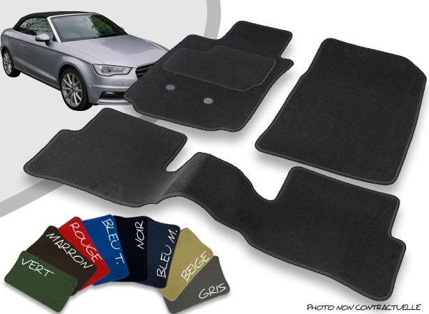 Tapis auto avant et arrière sur-mesure Audi A3 8V cabriolet velours bordé