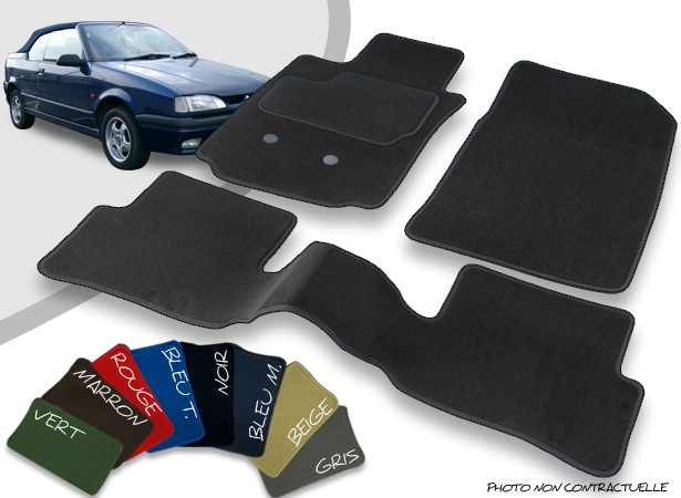 Tapis auto avant et arrière sur-mesure Renault 19 cabriolet velours bordé