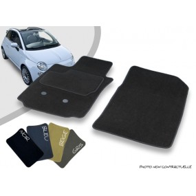 Tapis auto avant sur-mesure Fiat 500 C cabriolet moquette aiguilletée surjetée