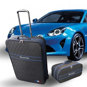 Maßgeschneiderte Kofferset (Gepäck) Alpine A110 (Front + Rear Boxen) - blaue Nähte
