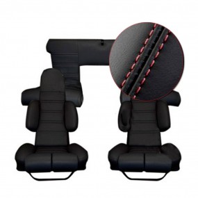 Coiffes de sièges avant/banquette arrière avec coussins en cuir noir pour Alpine A310 V6