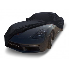 Custom-made Porsche Boxster 718 Spider indoor car cover in Coverlux Jersey - black