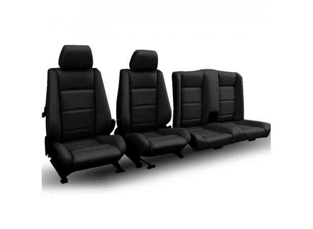 Fundas de asientos de cuero genuino negro BMW E30 convertible
