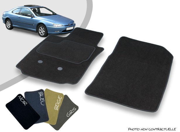 Custom car front mats Peugeot 406 Coupé overlocked needle punched carpet