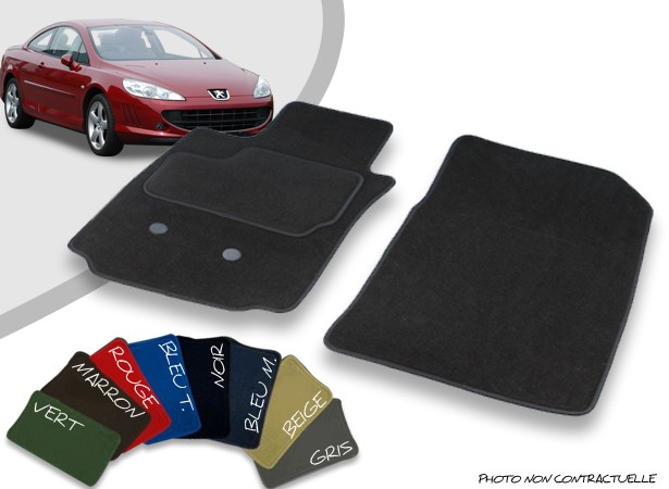 Tapis auto avant sur-mesure Peugeot 407 Coupé velours bordé