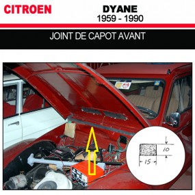 Joint de capot avant pour les cabriolets Citroën Dyane