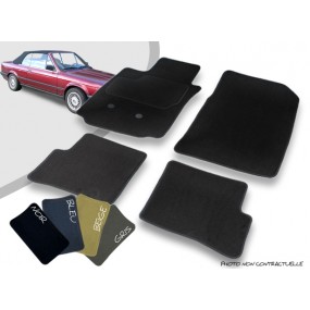 Custom car mats front and rear BMW E30 convertible overlocked needle punched carpet