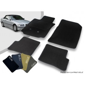 Tapis auto avant et arrière sur-mesure BMW E36 cabriolet moquette aiguilletée surjetée