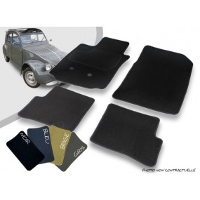 Tapis auto avant et arrière sur-mesure Citroen 2CV de juillet 1978 à 1990 moquette aiguilletée surjetée