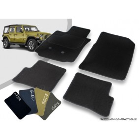 Jeep Wrangler JL 4-door custom front and rear car mats, needle-punched overlocked carpet