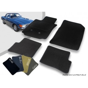 Custom car mats front and rear Mercedes SL - R107 (1971/1989) overlocked needle punched carpet