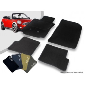 Custom-made car mats front and rear Mini R57 convertible overlocked needle punched carpet