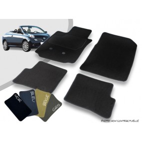 Custom car mats front and rear Nissan Micra convertible overlocked needle punched carpet