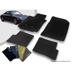 Tapis auto avant et arrière sur-mesure pour Porsche 997 (4 roues motrices)cariolet moquette aiguilletée surjetée
