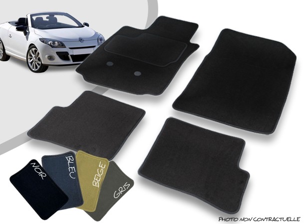 Custom-made car floor mats front & rear Renault Mégane 3 CC convertible  (2009-2016) - overlocked needle punched carpet