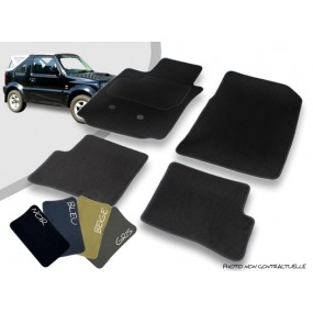 Tapis auto avant et arrière sur-mesure Suzuki Jimny Serie 2 cabriolet moquette aiguilletée surjetée